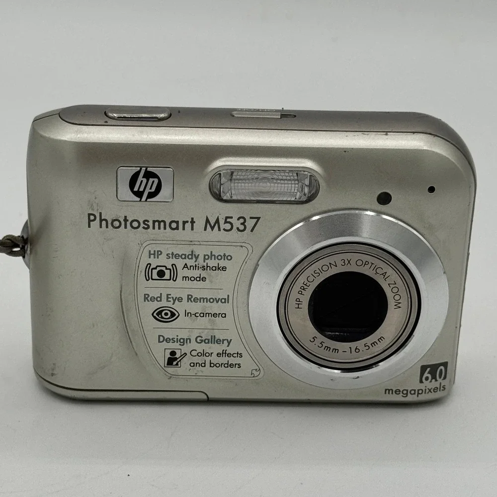 HP Photosmart M537 Digital Camera Silver 6.0MP 3x Zoom 1GB SD Tested Works